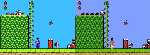 Esquerda: Super Mario | Direita: Doki Doki Panic