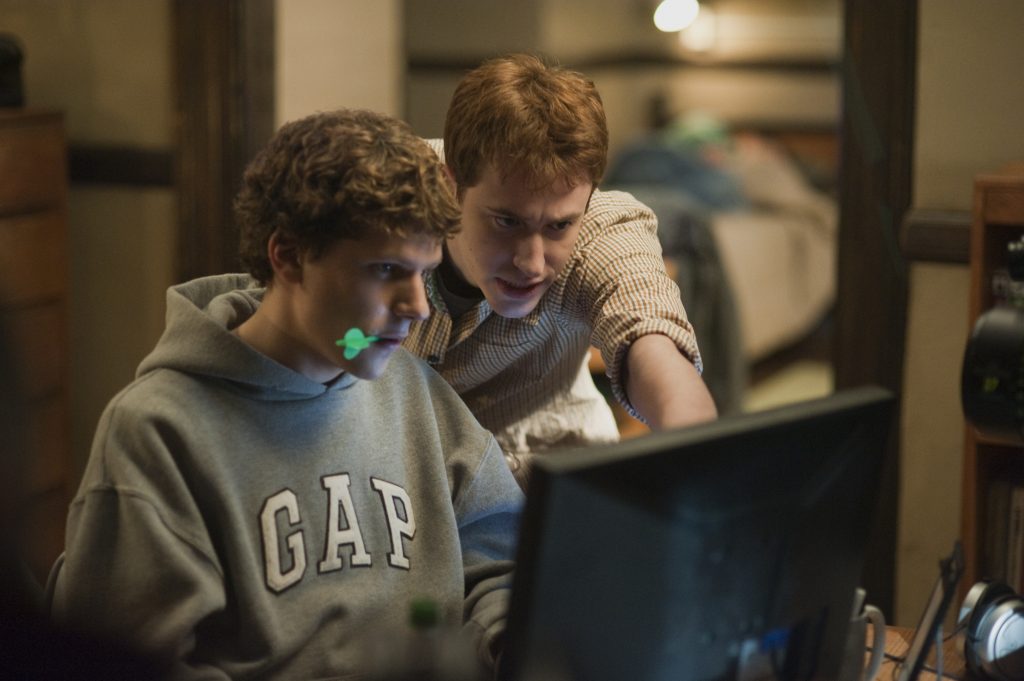 Jesse Eisenberg, left, and Joseph Mazzello in Columbia Pictures' "The Social Network."